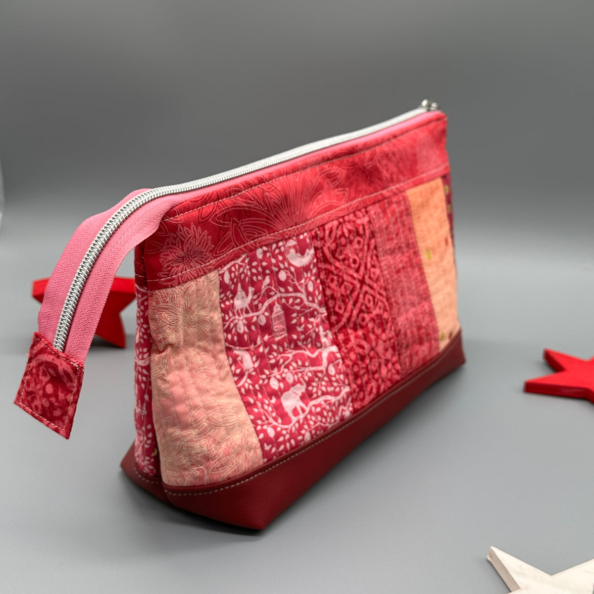 Täschchen "Sabrina", Quilt-as-you-go Täschchen, Anleitung inkl. Schnittmuster