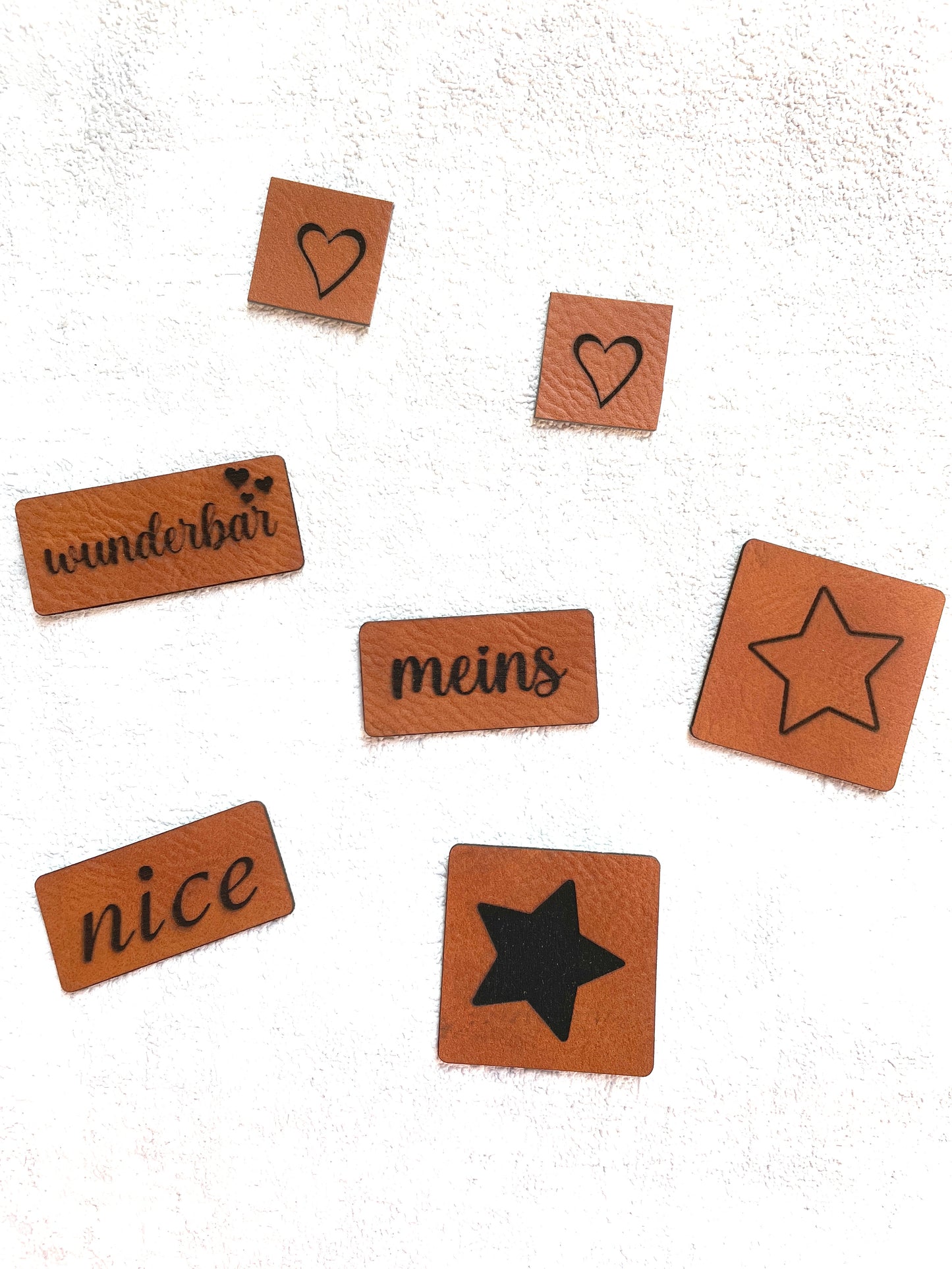 Kunstlederpatches, 7 Stück, 6 verschiedene Designs!