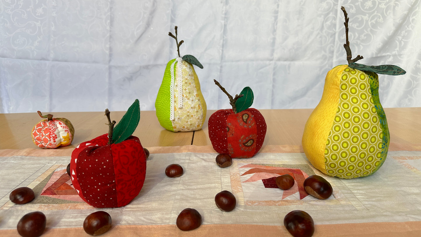 Äpfel und Birnen als herbstliche Dekoration, Nähanleitung inkl. Schnittmuster