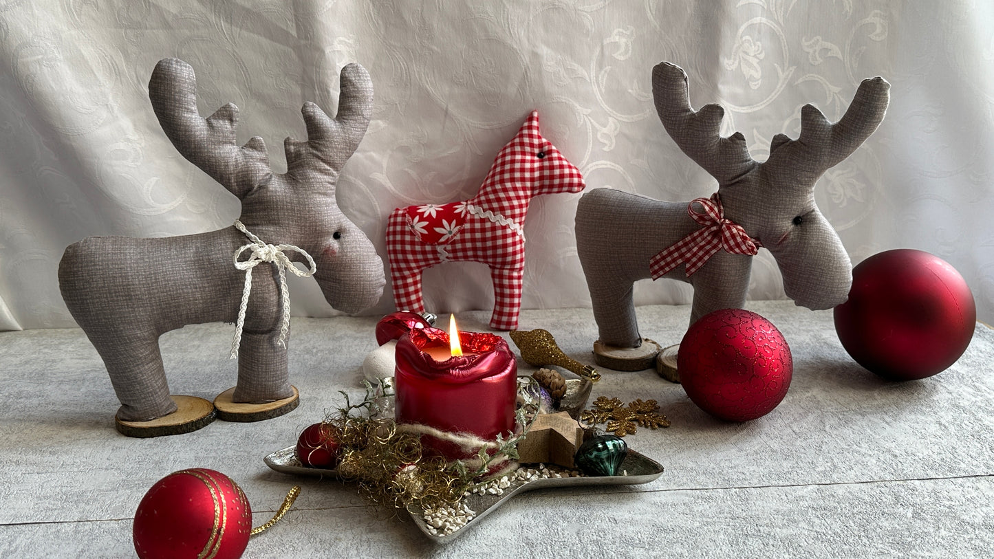 Elch und Dala-Pferd, Weihnachtsdekoration, Schablonenset (ohne Anleitung)