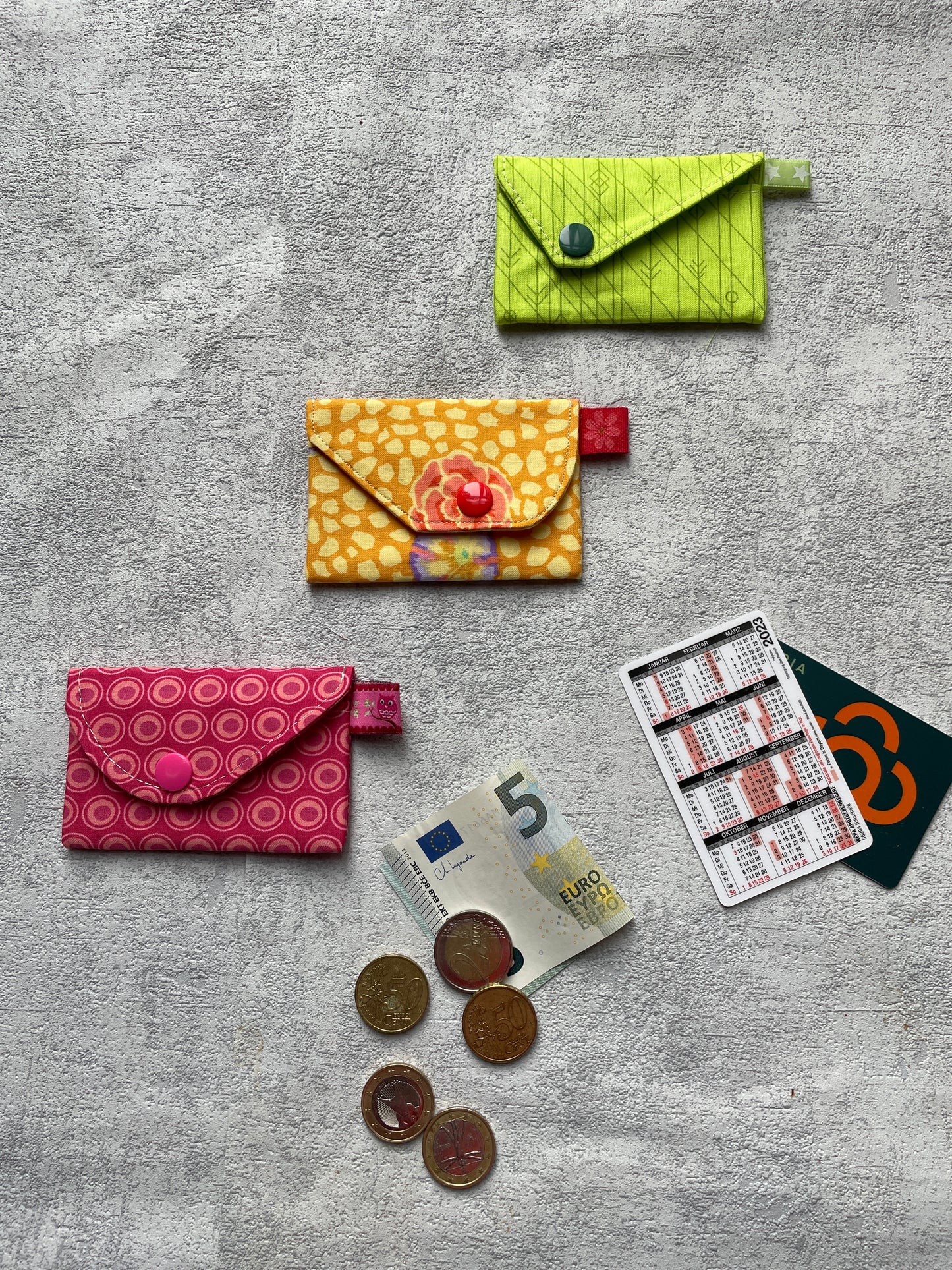 Minutengeldbeutel "Minipenny" Schablonenset für 6 verschiedene Klappen