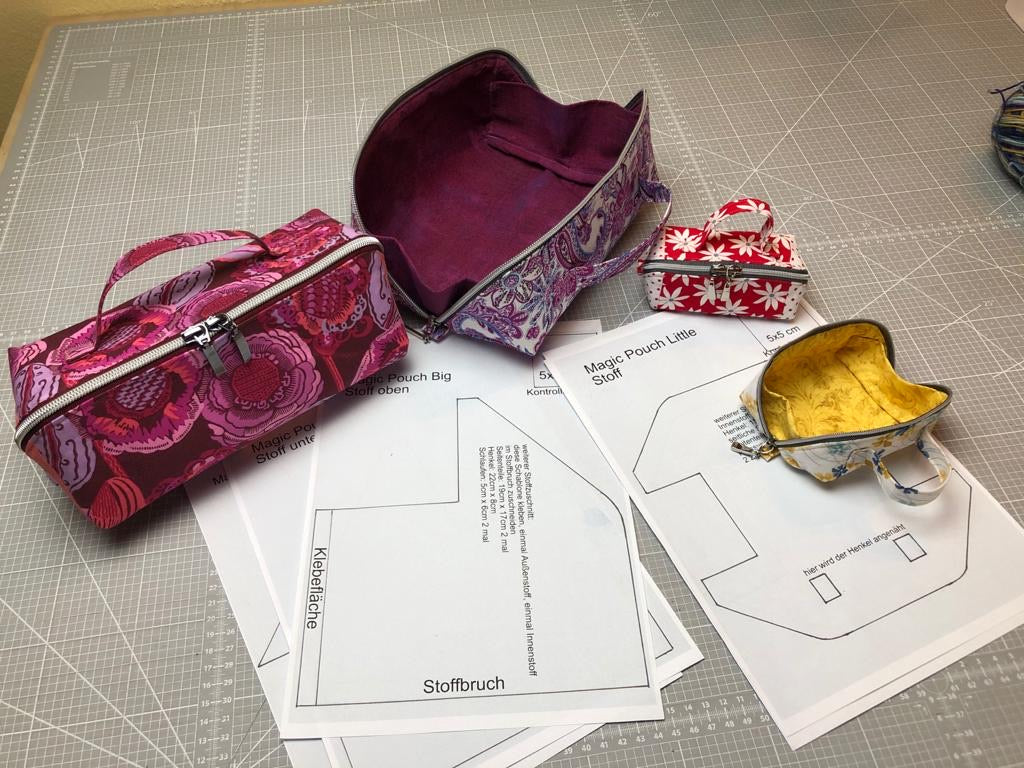 Magic-Pouch, Open-Wide Täschchen "Vegas", Schablonenset für zwei Größen