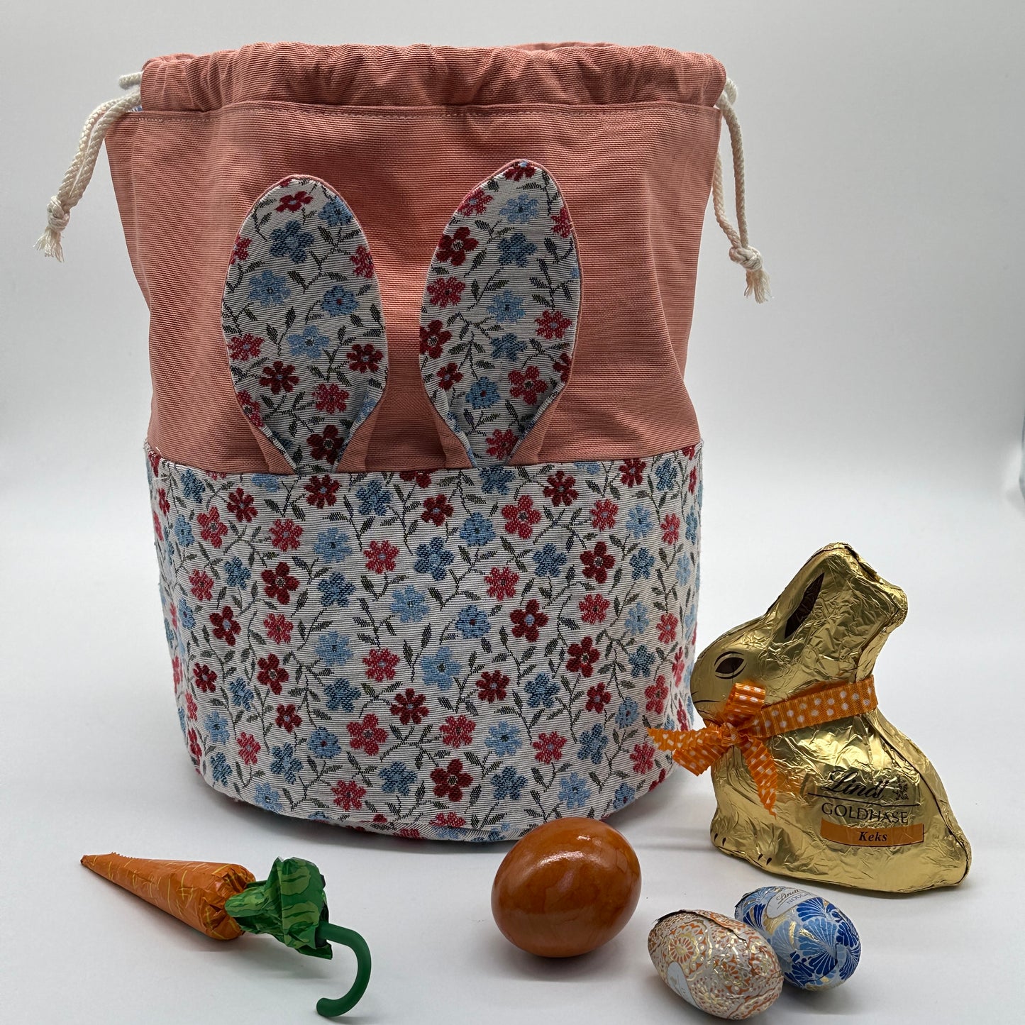 Osterkörbchen mit Hasenohren "Edi" | Utensilo mit Kordelzug |Nähanleitung inkl. Schnittmuster