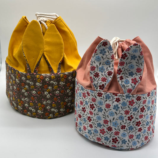 Osterkörbchen mit Hasenohren "Edi" | Utensilo mit Kordelzug |Nähanleitung inkl. Schnittmuster