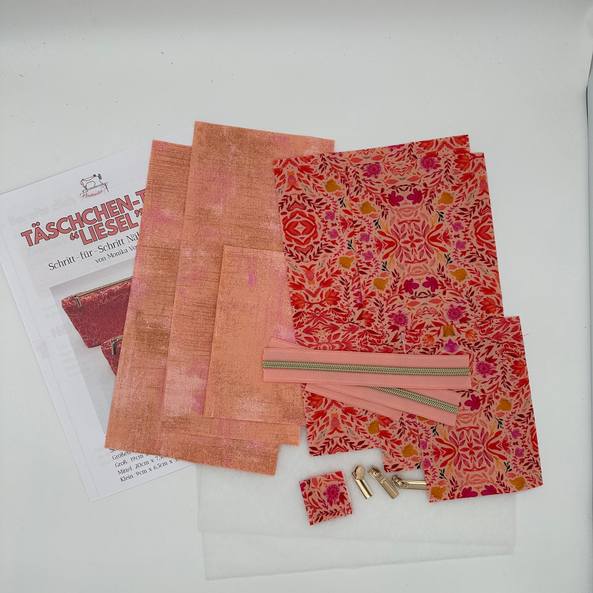 Täschchentrio "Liesel" Stoffpaket. Materialpaket für drei Täschchengrößen inkl. Anleitung