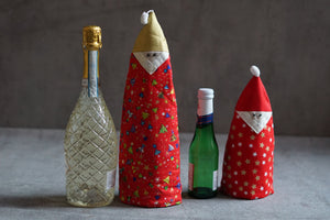 Flaschenverpackung Nikolaus zwei Größen, Flaschenwichtel, Schablonenset